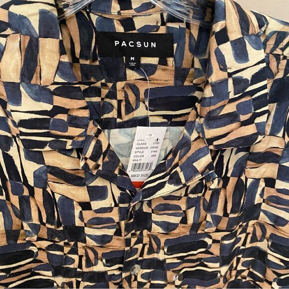 Men’s PacSun Button Down Print Shirt Size Medium NEW With Tag - Picture 3 of 6